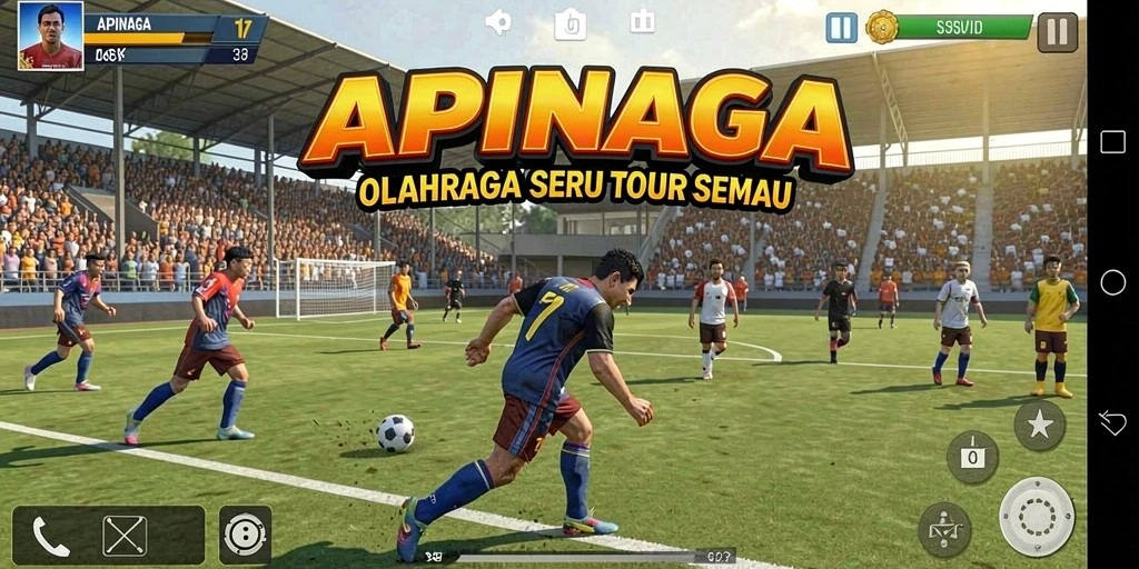 Menampilkan gameplay seru permainan olahraga APINAGA dengan berbagai pilihan olahraga.