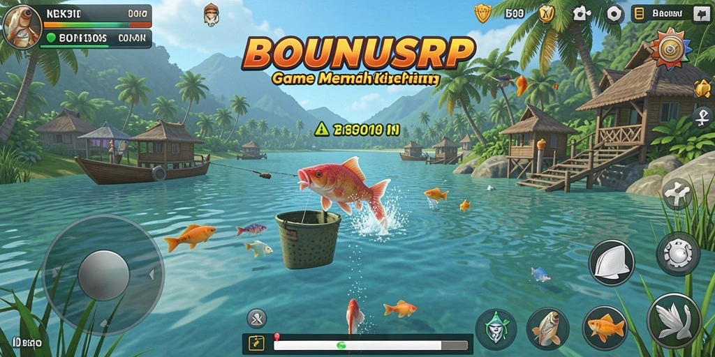 Screenshot gameplay BONUSRP yang menampilkan pengalaman memancing yang seru.