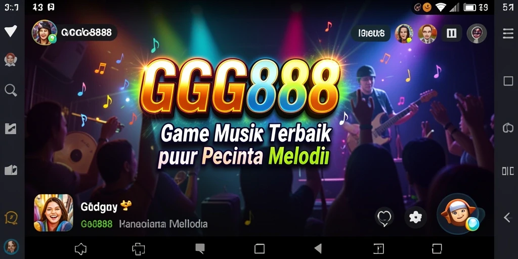 Screenshot GGG888 menampilkan gameplay seru dengan berbagai pilihan lagu.