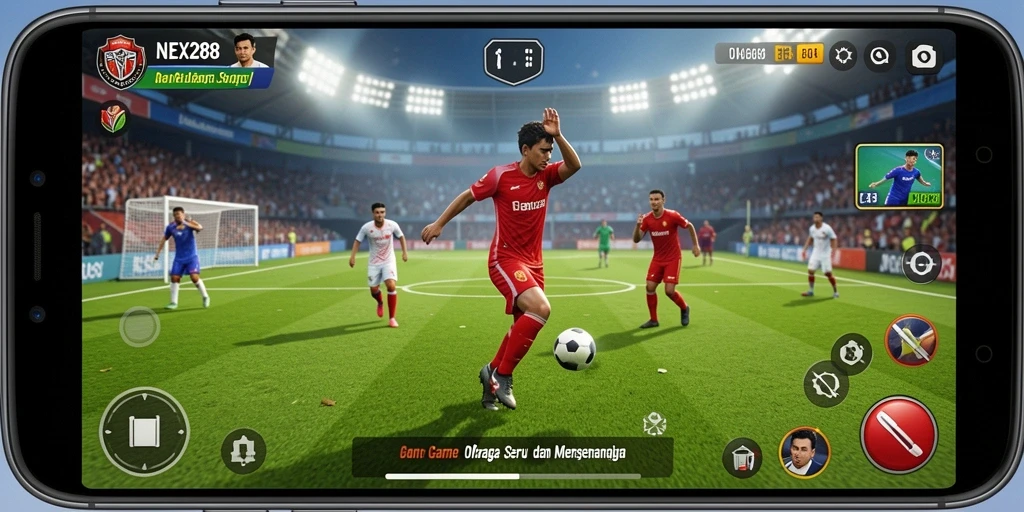 Screenshot gameplay NEX288 yang menampilkan aksi seru pertandingan olahraga.