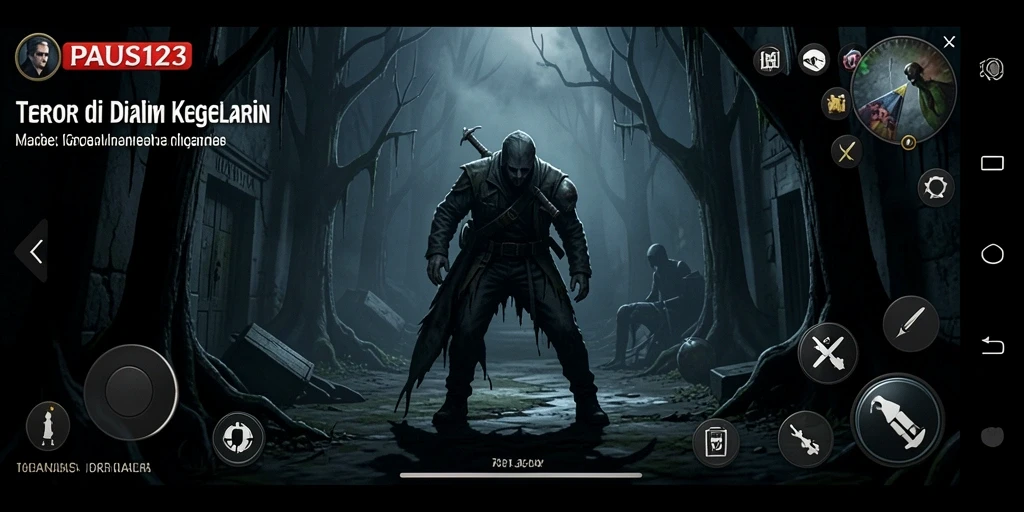 Tampilan gameplay PAUS123 menampilkan suasana Horror yang mencekam dan menegangkan.