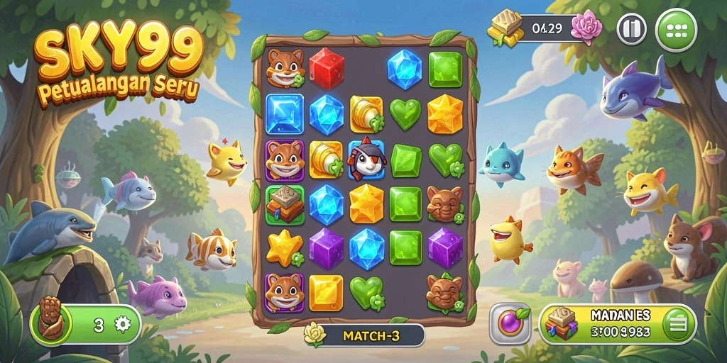 Tangkapan layar gameplay seru dari SKY99 dengan tantangan Match-3.
