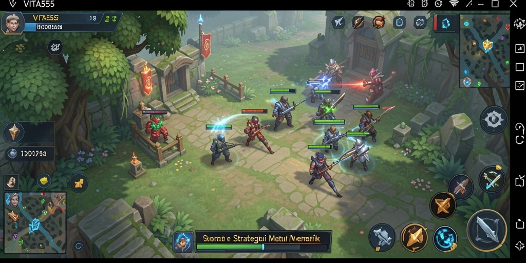 Tampilan gameplay VITA555 yang menampilkan pertempuran seru dan strategi mendalam.
